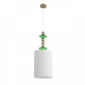 8337/1A MODERNI бронза/белый/зеленый, металл/стекло/текстиль Подвес E27 60W 220V ILMIRA
