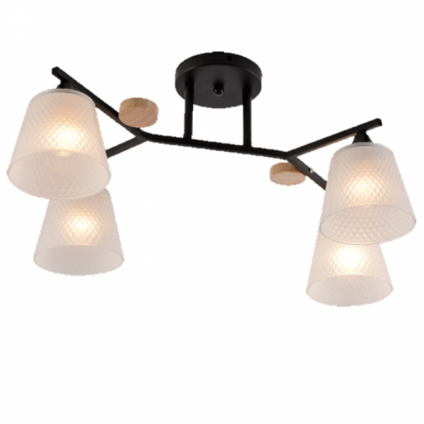 Потолочный светильник Mirastyle MH-1502/4 BK+WOOD