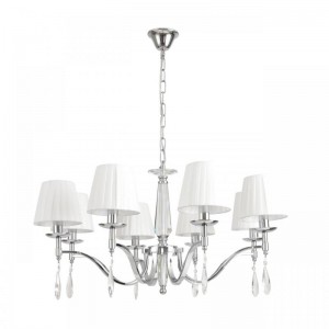 8316/8 CLASSI LN26 хром/белый, металл/хрусталь/текстиль Люстра E14 8*40W 220V MAGDA