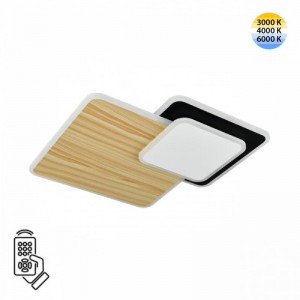 7737/60L MITRA LED SN 066 Светильник металл/акрил/белый/под дерево/черный LED 60Вт 3000-6000К 440x440 IP20 пульт ДУ PINE