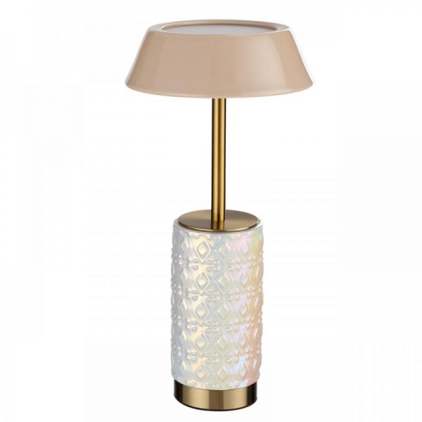 5454/8TLA L-VISION ODL_EX26 светлая бронза/бежевый/жемчужный/металл/керамика Настольная лампа беспроводная LED*8W 3000K LULU