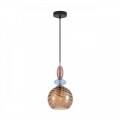 8300/1A MODERNI бронза/амбер/голубой/розовый, металл/стекло Подвес E27 1*40W 220V WALMA