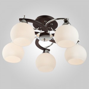 Потолочная люстра с белыми плафонами 9654/5 хром/черный