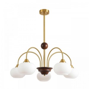8323/5C MODERNI LN латунь/белый, металл/стекло/дерево Люстра потолочная E27 5*60W 220V LARINA