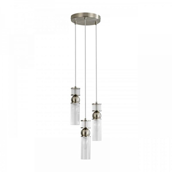 8277/3A MODERNI сатин никель/прозрачный, металл/стекло Подвес Е14 3*40W 220V DENVER