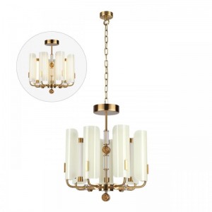 5467/35L MODERN ODL_EX26 белый/коричневый/античная бронза/металл/стекло/декор металл Люстра LED x 35W (5W*7) 3000K LION