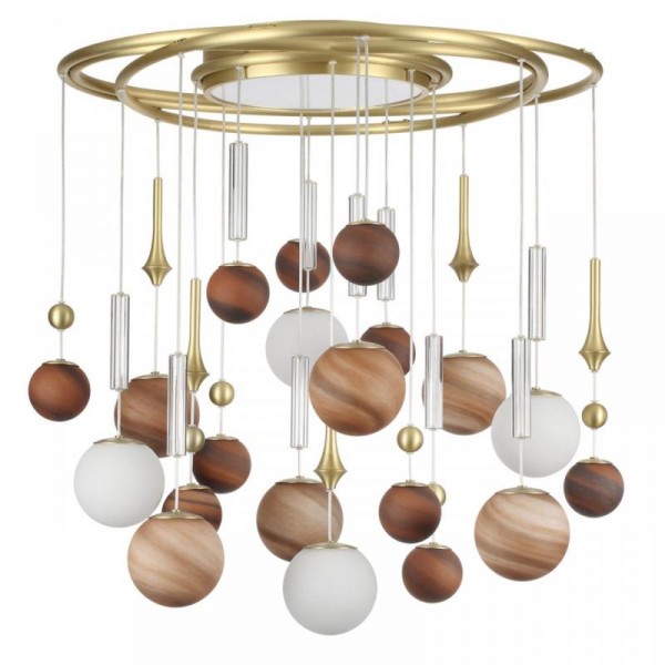 5457/21C MODERN ODL_EX26 светлая сатин.латунь/белый/бежевый/коричневый/металл/стекло Люстра потолочная G9 x 20 x 5W + LED 20W 2500K CALLISTO