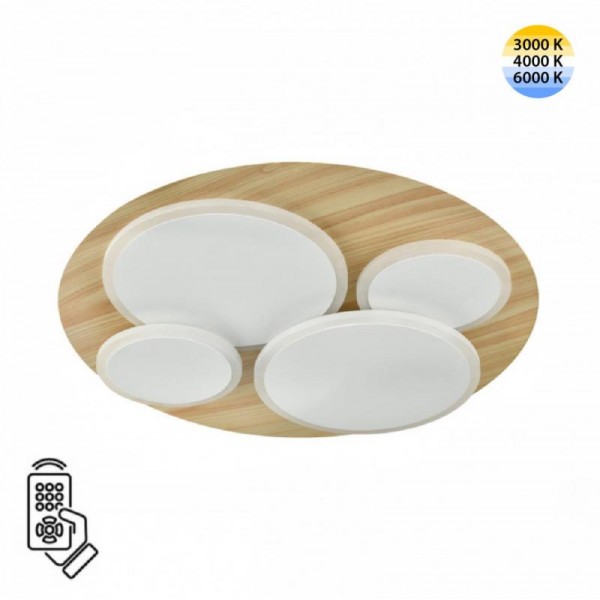 7734/60L MITRA LED SN Светильник металл/акрил/стекло/белый/под дерево LED 60Вт 3000-6000К D450 IP20 пульт ДУ PINE