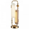 5467/10TL MODERN ODL_EX26 белый/коричневый/античная бронза/металл/стекло/декор металл Настольная лампа LED x 10W (5W*2) 3000K LION