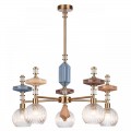 5414/5 MODERN ODL_EX26 античная бронза/терракот/синий/бежевый/коричневый/металл/керамика Люстра E14 5*40W TERRA
