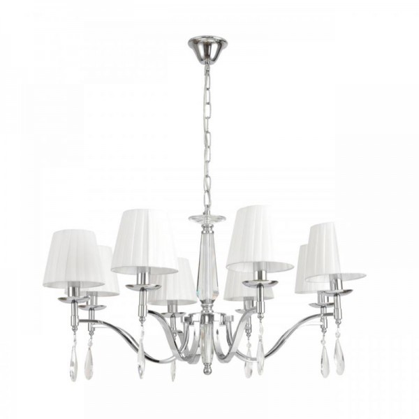 8316/8 CLASSI LN26 хром/белый, металл/хрусталь/текстиль Люстра E14 8*40W 220V MAGDA