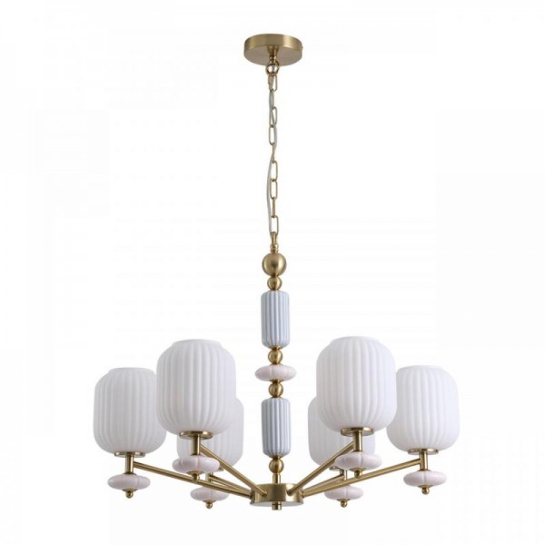 8334/6 MODERNI бронза/белый, металл/керамика/стекло Люстра E27 6*40W 220V ALEGRA