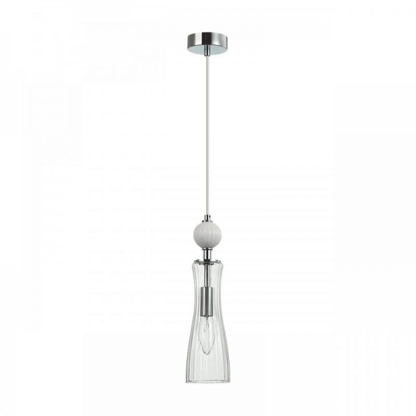 8268/1A NEOCLASSI хром/белый/прозрачный,  металл/керамика/стекло Подвес Е14 1*40W 220V EMILY